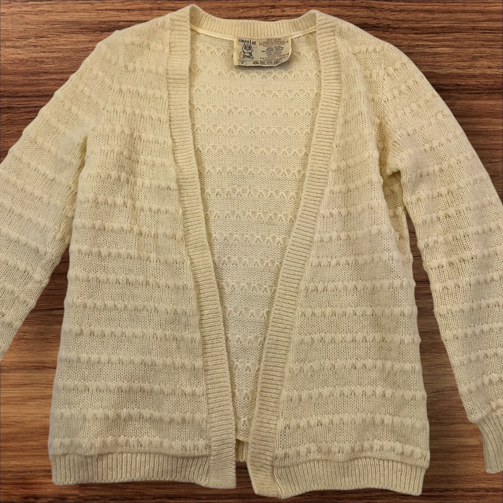 Vintage Hilda Ltd Iceland Wool Knit Cardigan Ladies S Cream Ivory Cozy - Picture 2 of 6